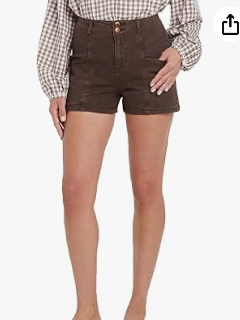 Universal Thread High-Waist Brown Shorts with Front Patch Pockets